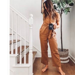 Everlane Linen Short Sleeve Button-up Jumpsuit sz 6